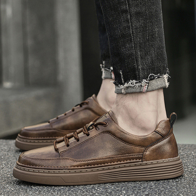 Roma | Smukłe Skórzane Sneakersy