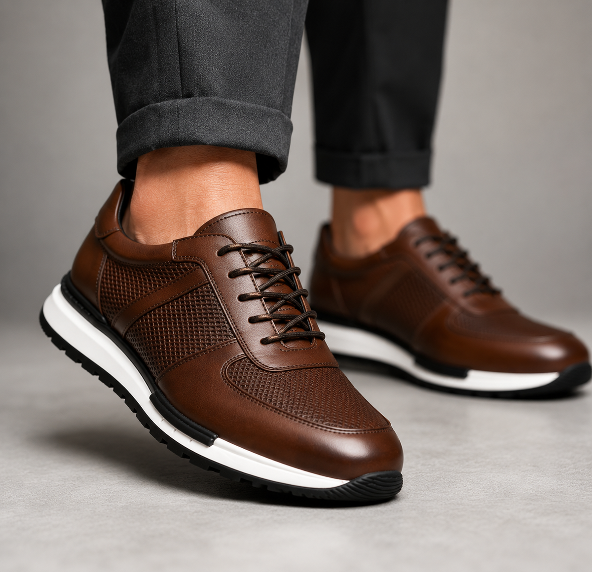 David | Polerowane Skórzane Sneakersy