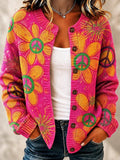 Addison | Vibrant Floral Print Knitted Button Front Cardigan