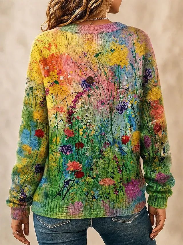 Lillian | Floral Ombre Cardigan Long Sleeve Knit