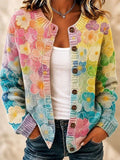 Zoey | Pastel Floral Ombre Knitted Button Front Cardigan