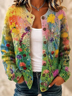 Lillian | Floral Ombre Cardigan Long Sleeve Knit