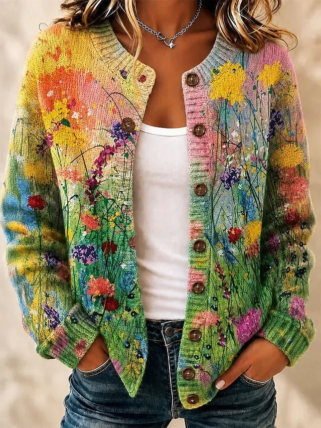 Lillian | Floral Ombre Cardigan Long Sleeve Knit