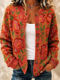 Hannah | Floral Print Knitted Button Front Cardigan