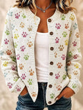 Aubrey | Paw Print Knitted Button Front Cardigan