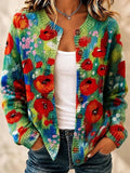 Natalie | Poppy Floral Print Knitted Button Front Cardigan